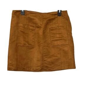 OLD NAVY A-LINE MINI SKIRT, WOMENS, L-TALL, ORANGE-BROWN-RUST, SIDE ZIP